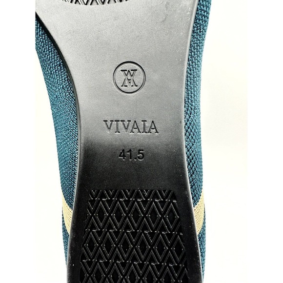 Vivala Shoes Women Size Size 10 Pointed-Toe V-Cut Flats Vienna 2.0 Teal Tan - Picture 8 of 9